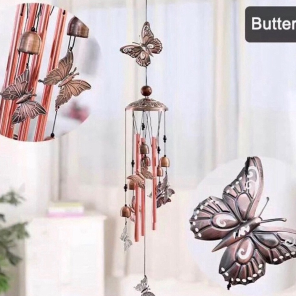 Butterfly Wind Chime, New, Bronze